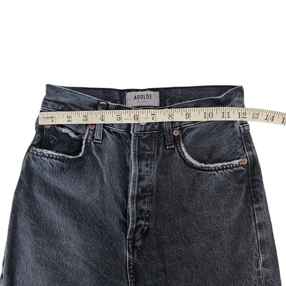 Agolde 90s Pinch Waist High Rise Straight Jean Black Washed Size 23 - Picture 4 of 7